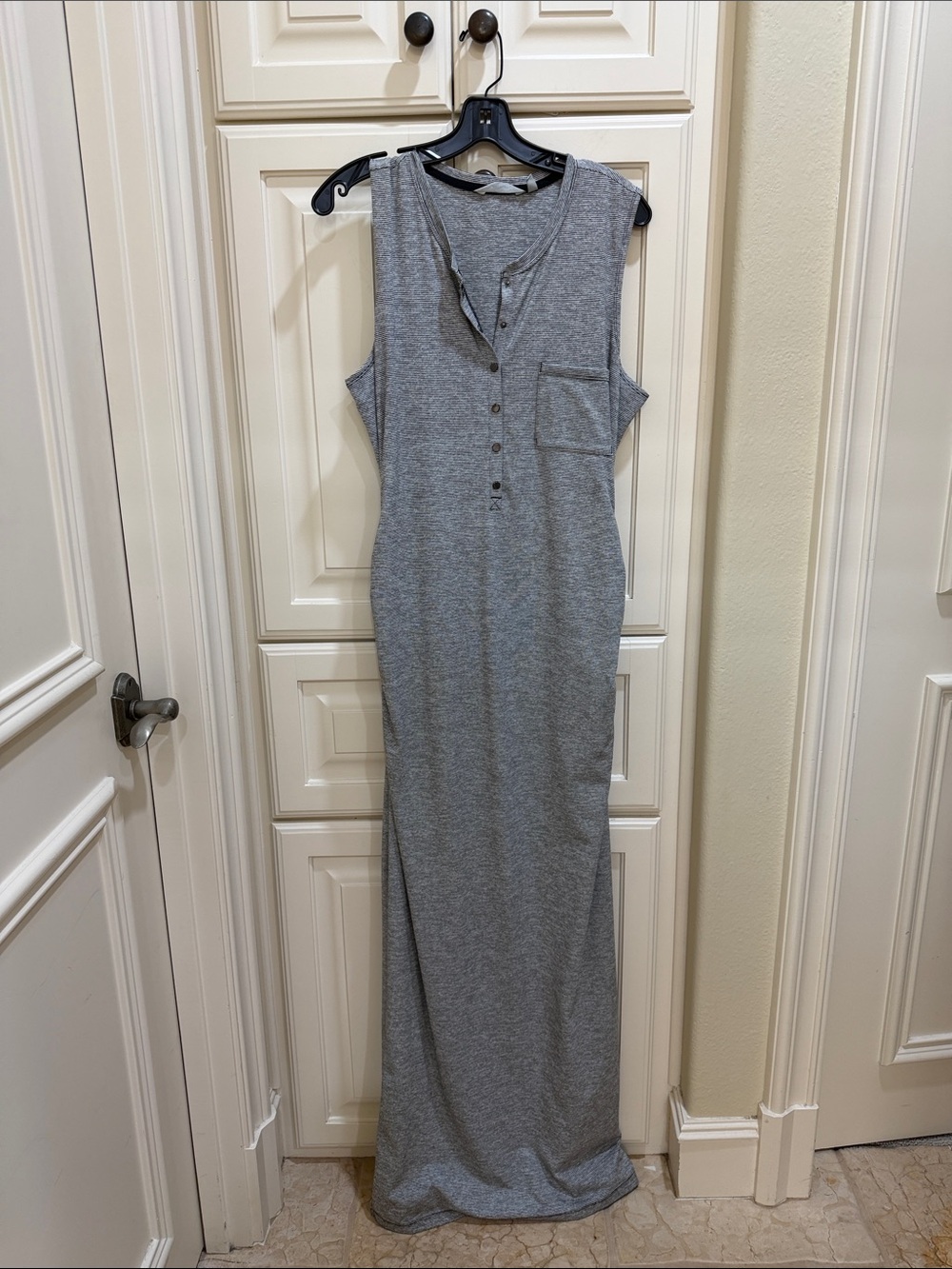 Athleta Gray Sleeveless Henley Maxi Dress
